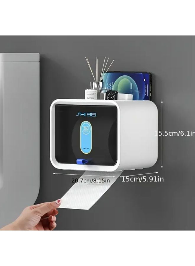 2025 White No Drill Wall Mounted Bathroom Tissue Holder Modern Toilet Paper Dispenser - Image 4